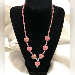 Pink Rhodonite Tourmaline Quartz Necklace
